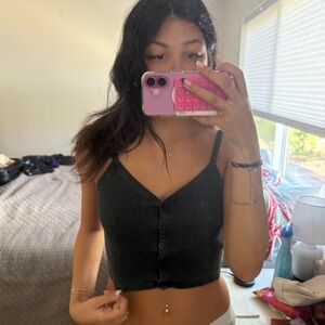 Black Button-Up Women's Top